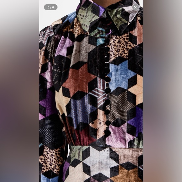 SEA NEW YORK Estrella Star Print Velvet Dress- size Small - Picture 4 of 9